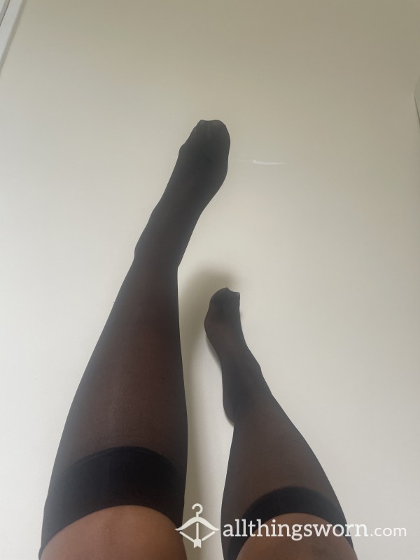 Sweaty Knee High Sheer Nylon Tights