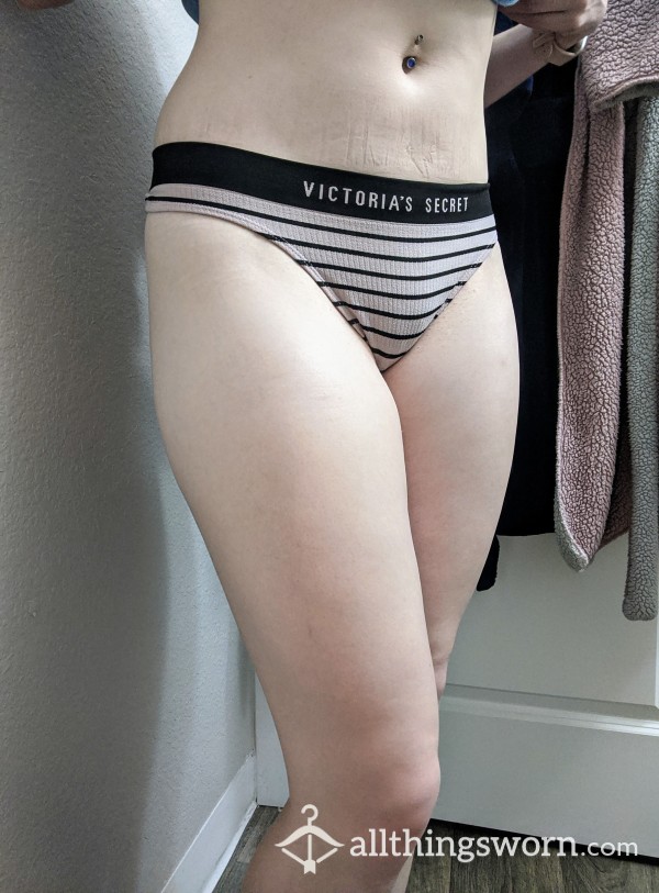 VS Pink & Black Striped Thong