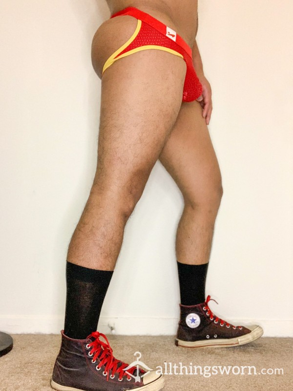 Sweaty Red Mesh Jock