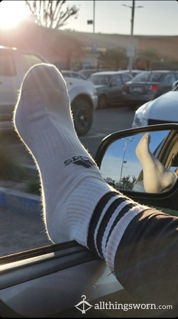 Sweaty Soft Cotton Adidas Socks . Worn Out On A Dare ;)