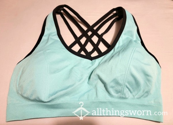 Sweaty, Well-worn, Blue Sports Bra