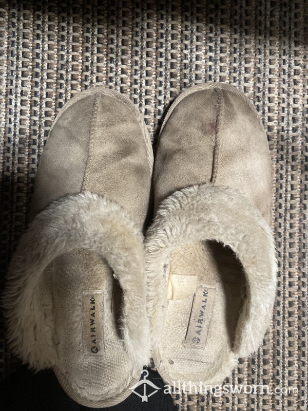 Tan Slippers Very Worn