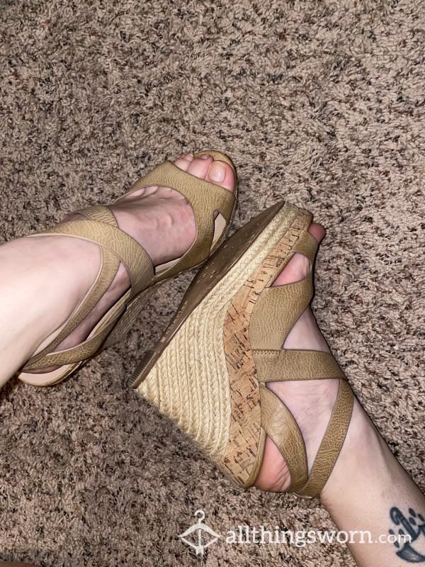 Tan Wedged Heels