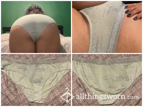 Teal And Silver Script Panties