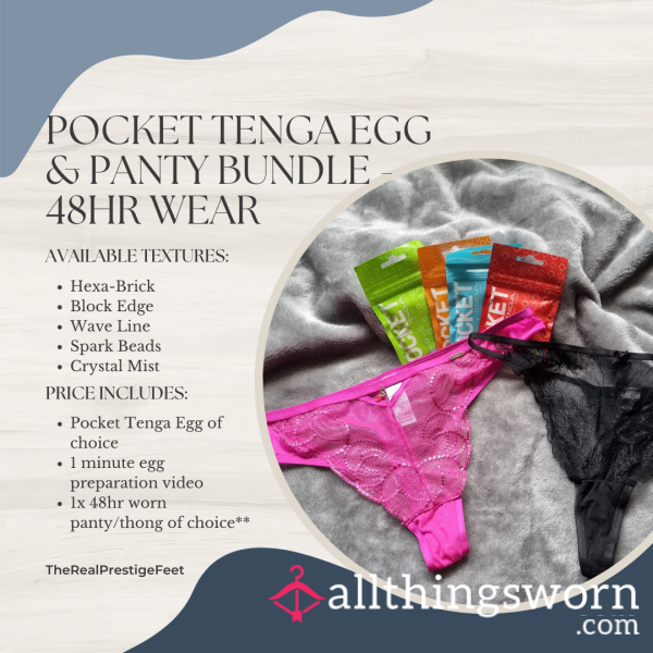 Pocket Tenga Egg & Panty Bundle Deal | Includes 48hr Worn Panties & 1 Minute Egg Preparation Video - From £35.00 + P&P