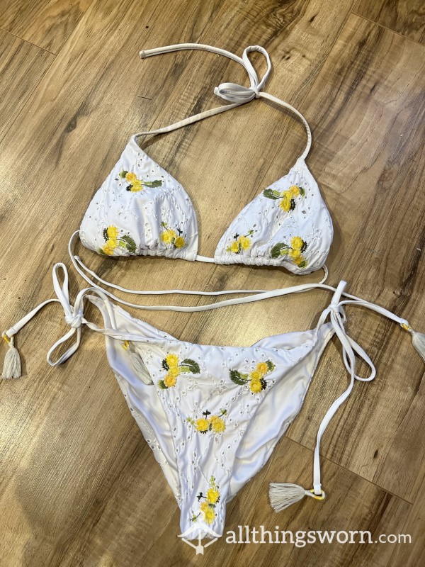 Thai Designer White Flor*l Bikini Xx🌸🌼