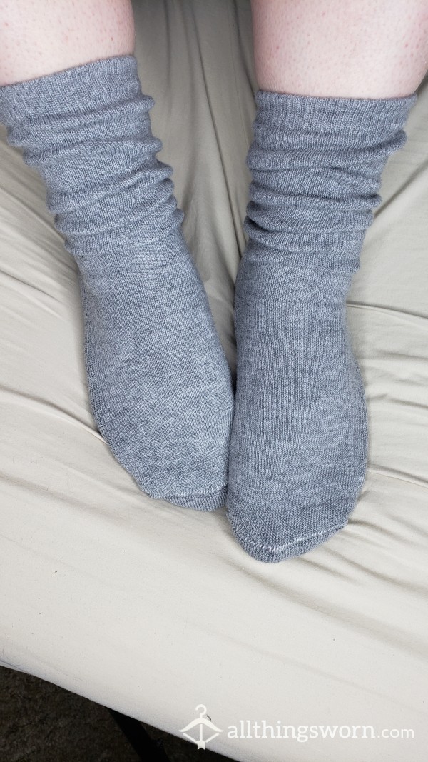 Thick Grey Long Sweaty Socks