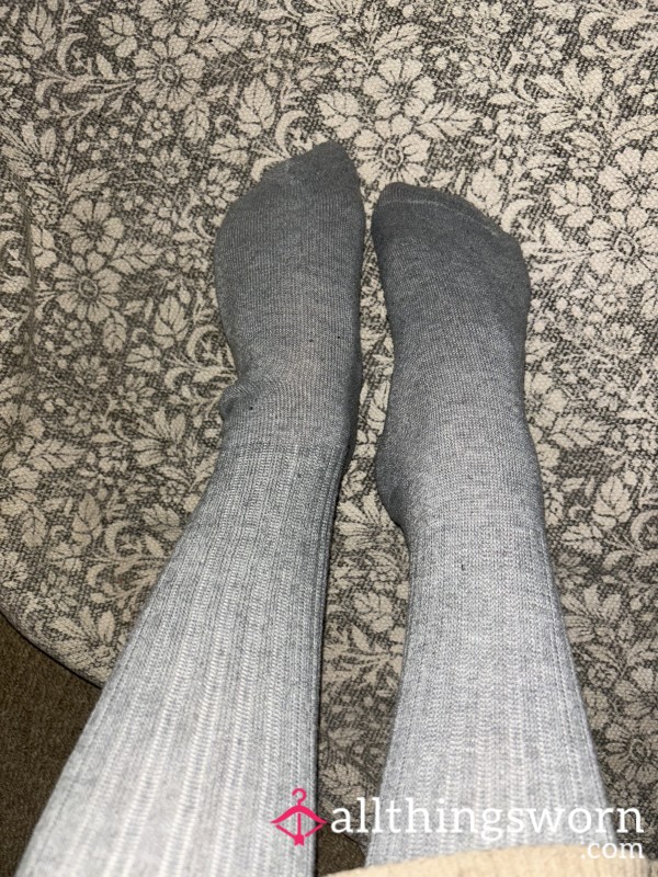 Thick Ribbed Grey Socks