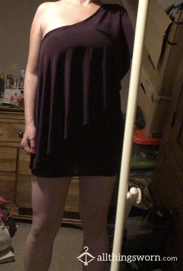 This Dress Has Seen Some Action, With My Big T*ts & Arse Putting It Under Pressure At The Seams On Messy Nights Out, Dark Purple One Shoulder Dress Size 10!