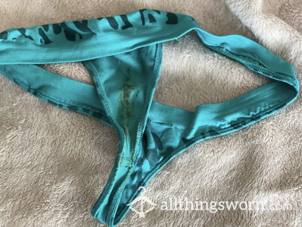 Thong, Teal, M, Cheetah Print, 48h Wear