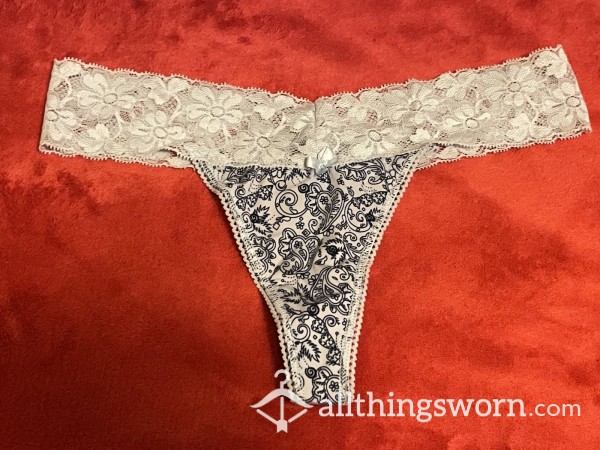 Thong W/ White Lace Waistband