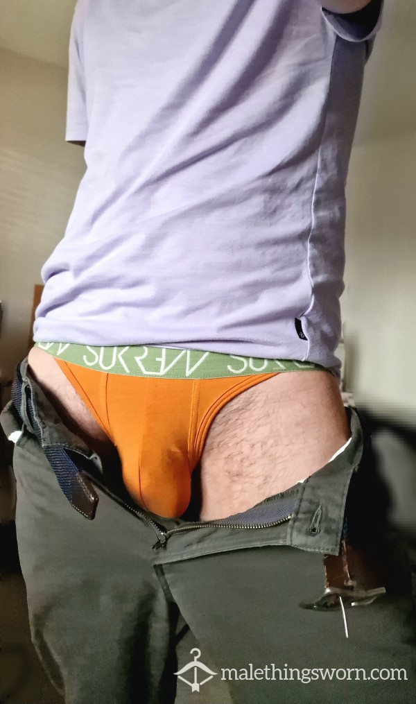 Tight Fitting Sukrew Tangas - Orange/Khaki/Cream