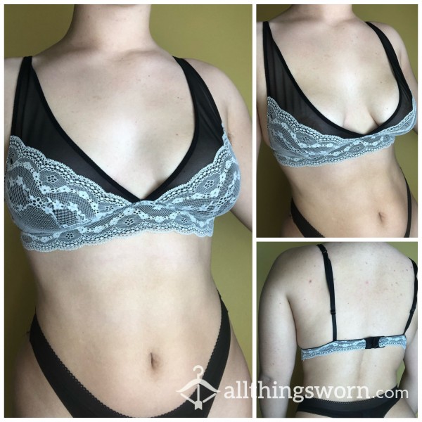 Tiny Black And White Lace Bra