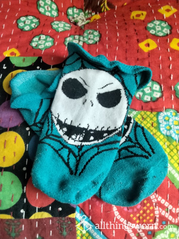 Tiny Worn Jack Skellington Socks (Blue)