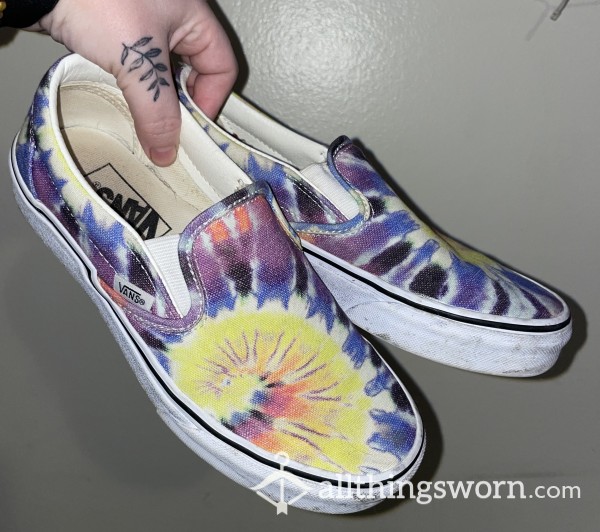 Tiny Size 5.5 👣 Tie-dye Slip On Vans Favorite!! Well-worn & Loved Dearly💋 2 Day Final Wear!!