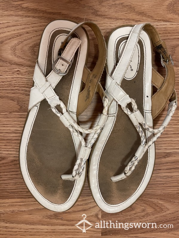 Toe-Stained White Strappy Sandals