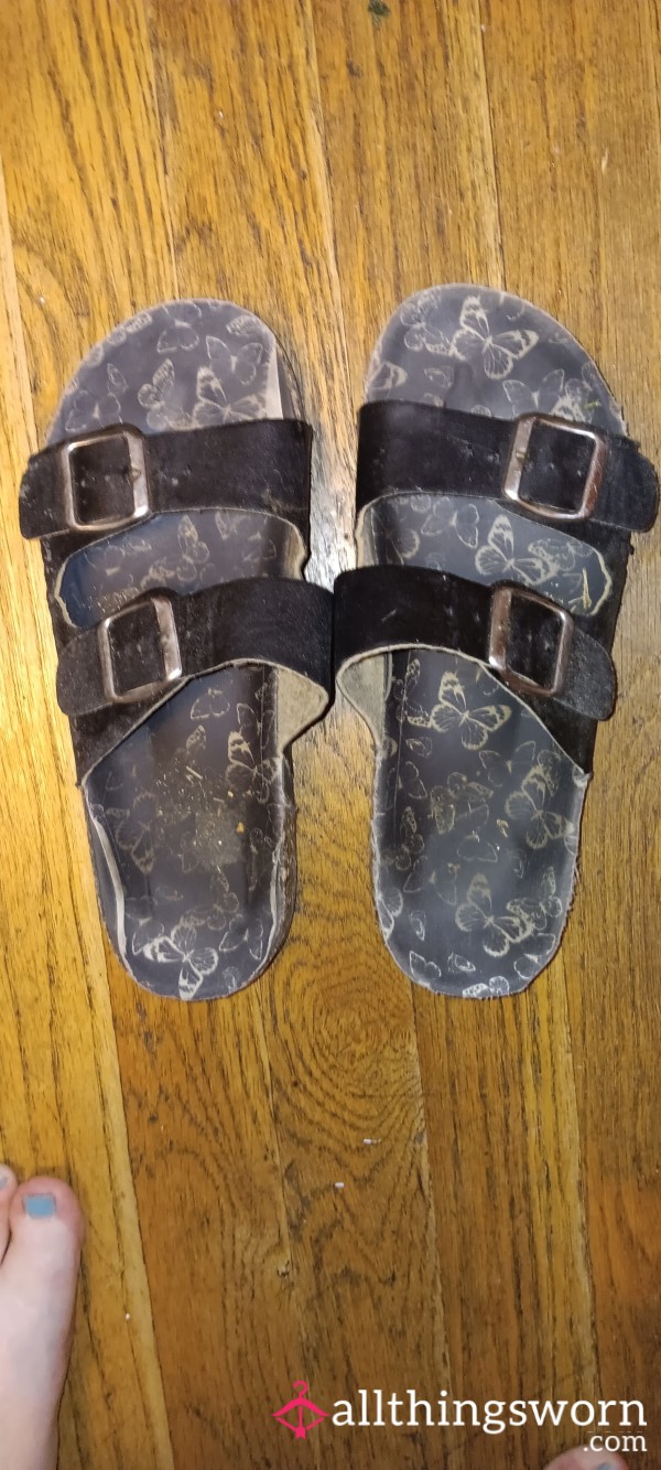 Torn Up Rue21 Bu*terfly Birkenstock Style Sandals Size- 6