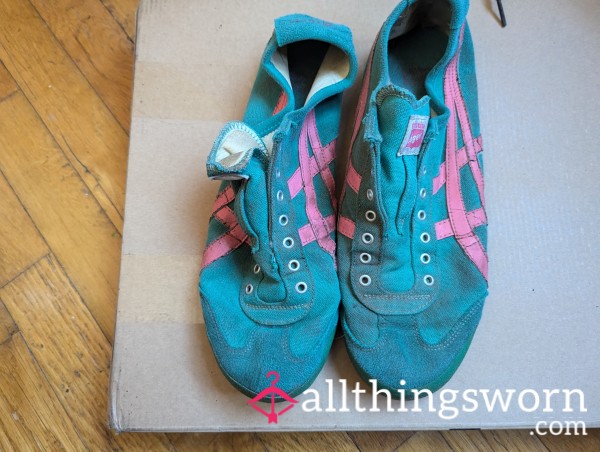 Turquoise And Pink Onitsuka Tiger Slip-ons