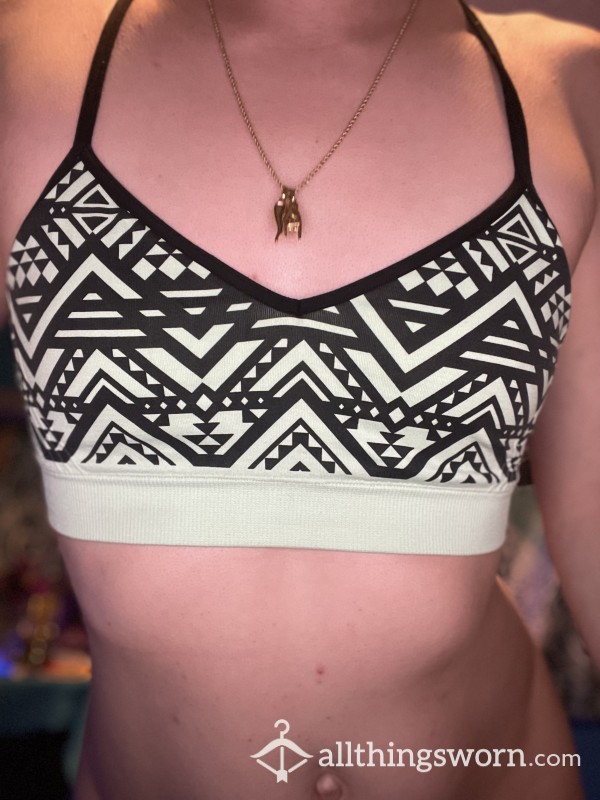 Turquoise & Black Geometric Pattern PINK Sports Bra