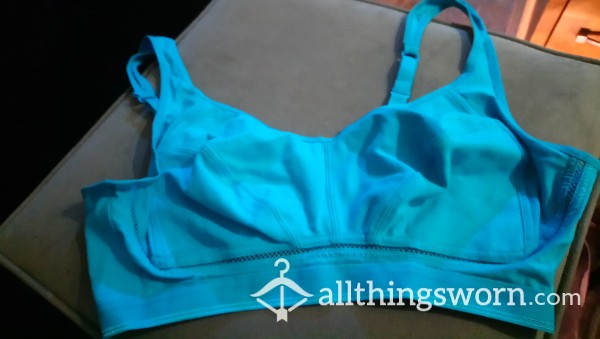 Turquoise Blue Bra/Sports Bra Size 40C Big B**bs Well Worn