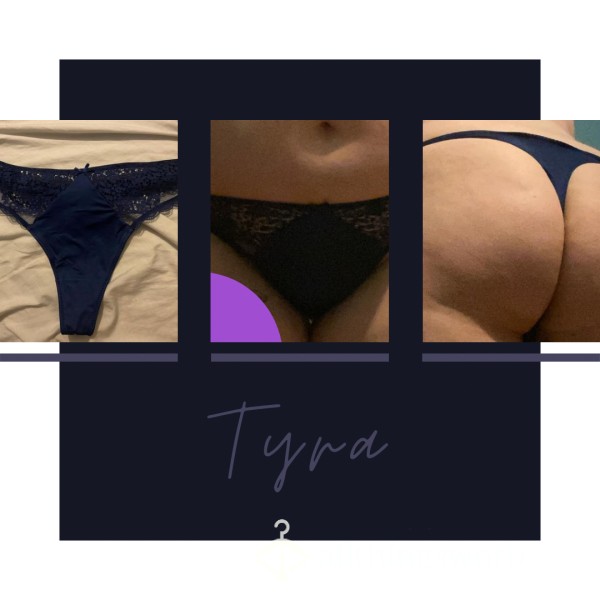 “Tyra” Dark Navy Silky Thong