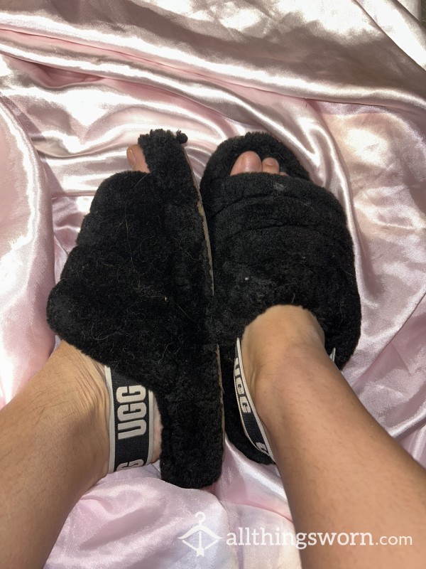 Ugh Slippers Extreme Worn Black Womens Size 7