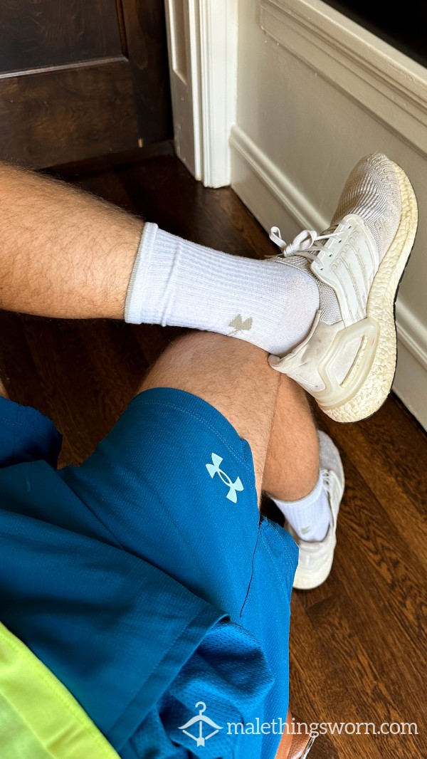 Under Armour Crew Socks - White With Gray Stripe