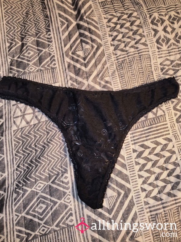 Used Black Lace Thongs