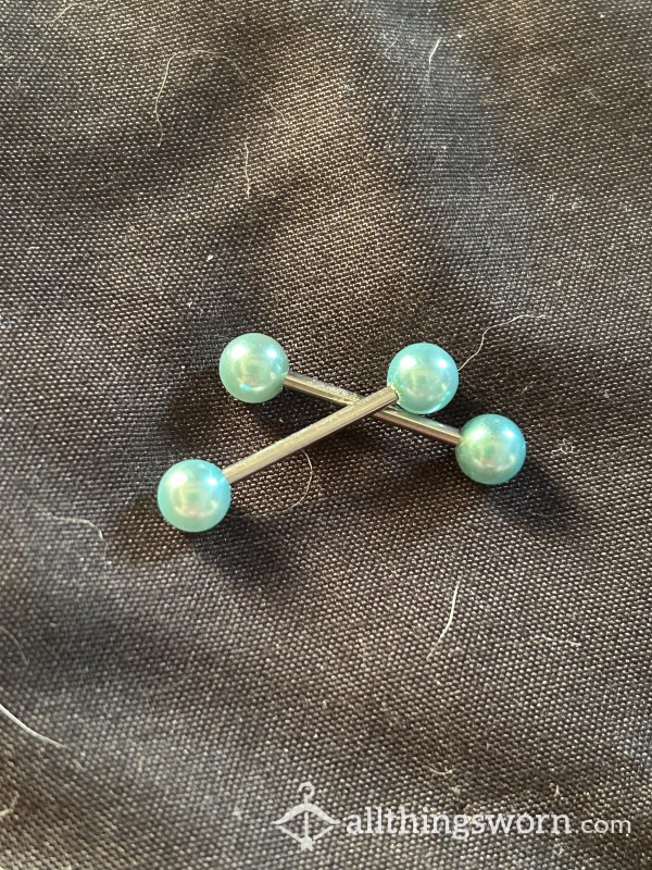 Used Nipple Bars With Blue Balls