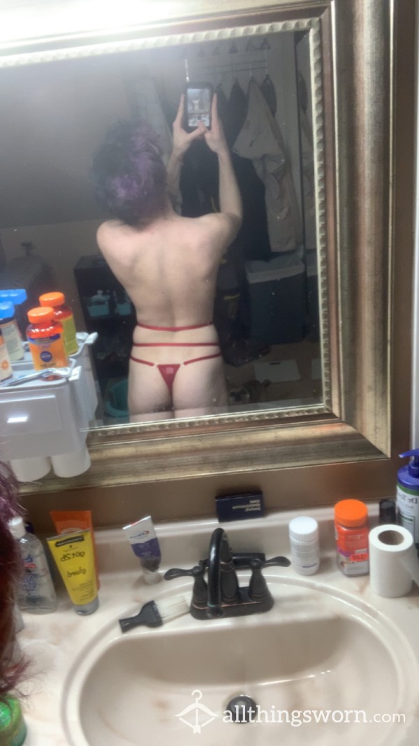 Used S**y Red String Thong