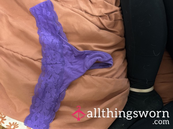 VS PINK Purple Lace Waistband Thong