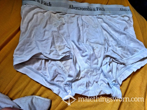 Very Well Worn Abercrombie & Fitch Boxers With Plenty Of C*m!