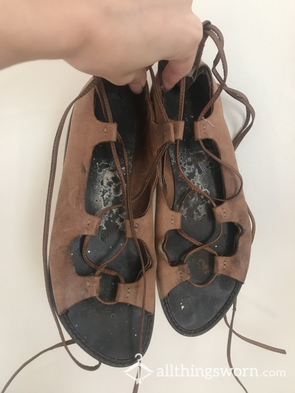 Very Well-worn S**y Lace Up Sandals