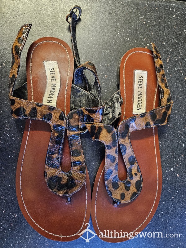 Very Well Worn Steve Madden Leopard Print Sandles UK Size 6