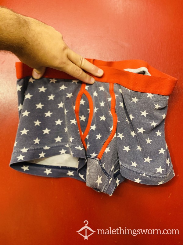 VERY WORN AMERICAN FLAG UNDERWEAR USED