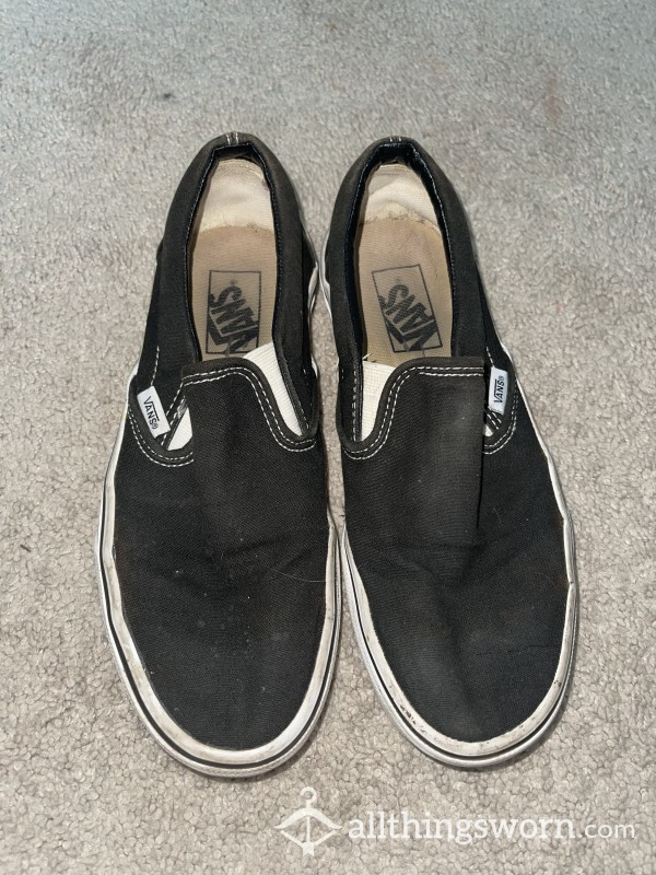 Very Worn Black Slip On Vans