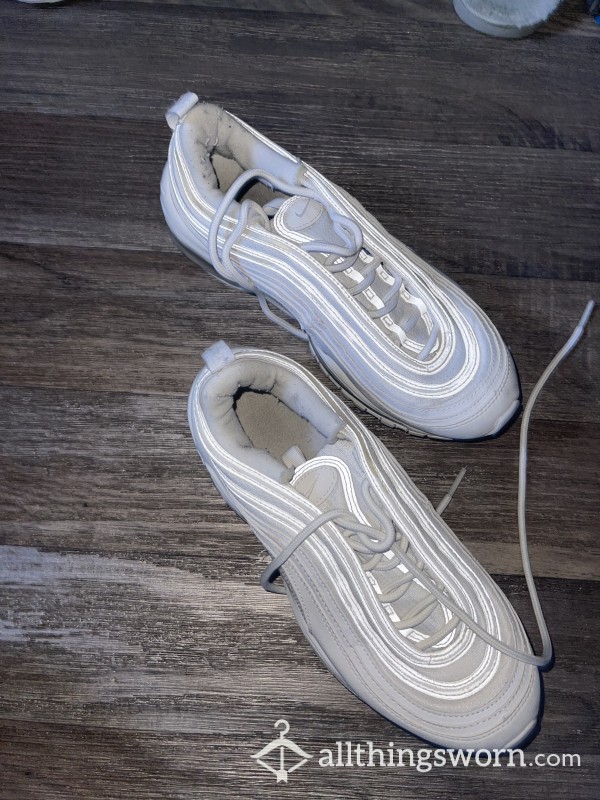 Very Worn White Nike Air 97s Size 5