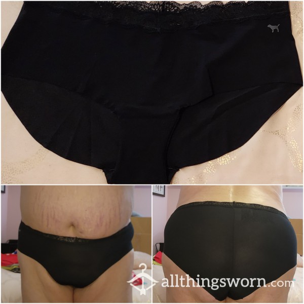 Victoria's Secret Black With Lace Waist Bikini Hipster Panty