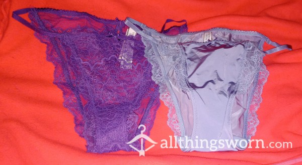 Victoria's Secret Dream Angels String Bikinis.   Purple Lace, (Lavender Silky SOLD)  Both Size Medium.