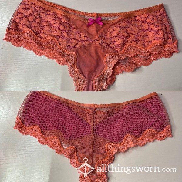 Victoria’s Secret Orange & Pink Lace Trim Cheeky Panties