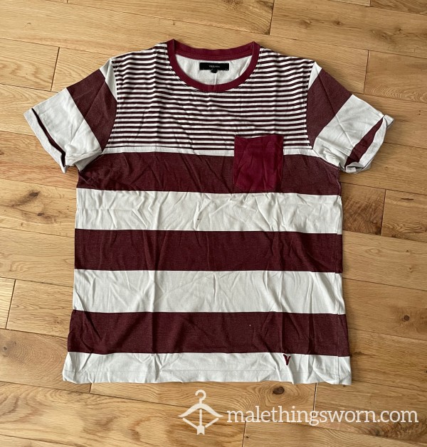 Villain Burgundy Stripe Workout T-shirt (S) - Smell My Pits