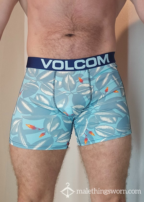 Volcom Sz L Boxer Briefs Flor*l Pattern Blue Waistband