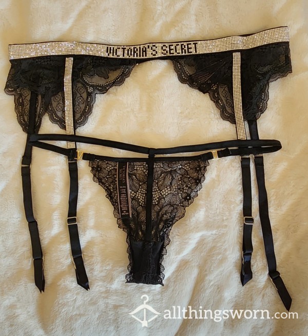 Vs Black Thong With Black Vs Garter