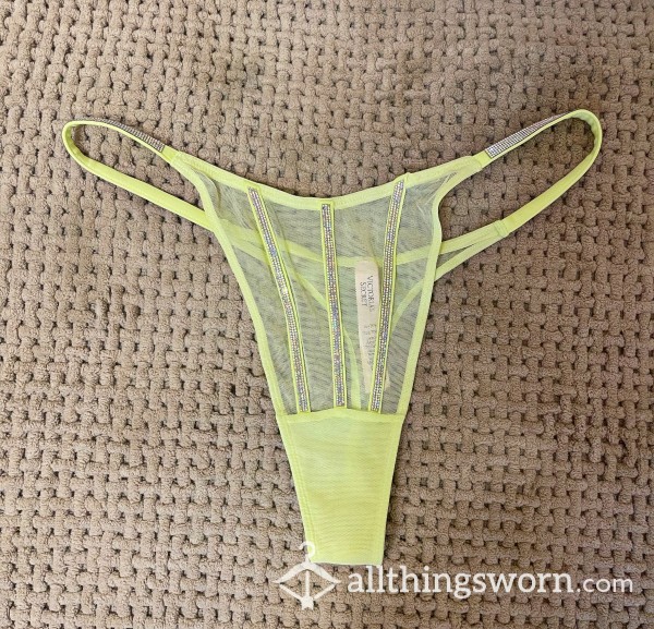 VS Neon Green Embellished V-String