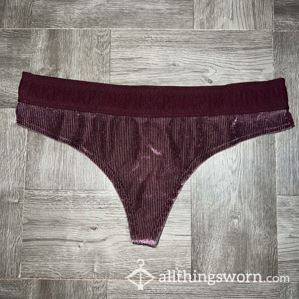 VS PINK Burgundy Velvet Thong