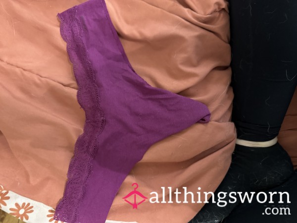 VS PINK Lace Band Seamless Purple Thong