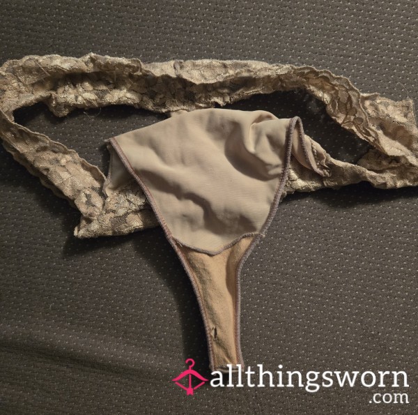 Tan Color Well Used Thong Panties