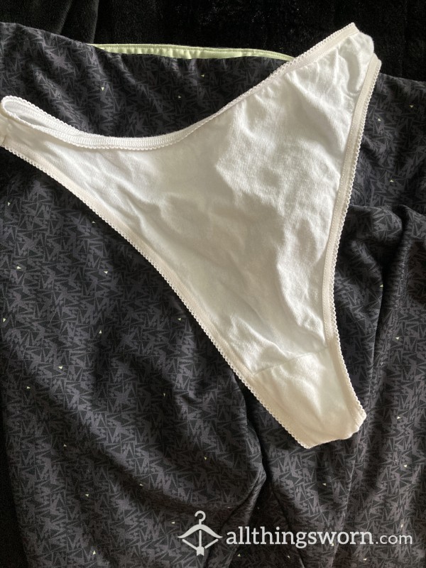 White All Cotton Thong