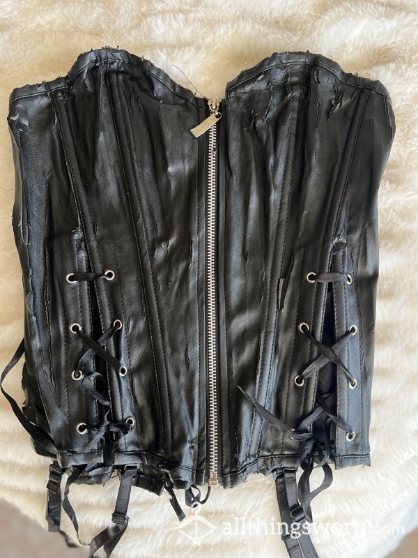 🖤💦 Well Use Black LeatherCorset  💦🖤