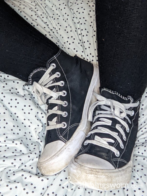 Well-Worn Black And White Sneakers - Perfect For All Pervy Needs